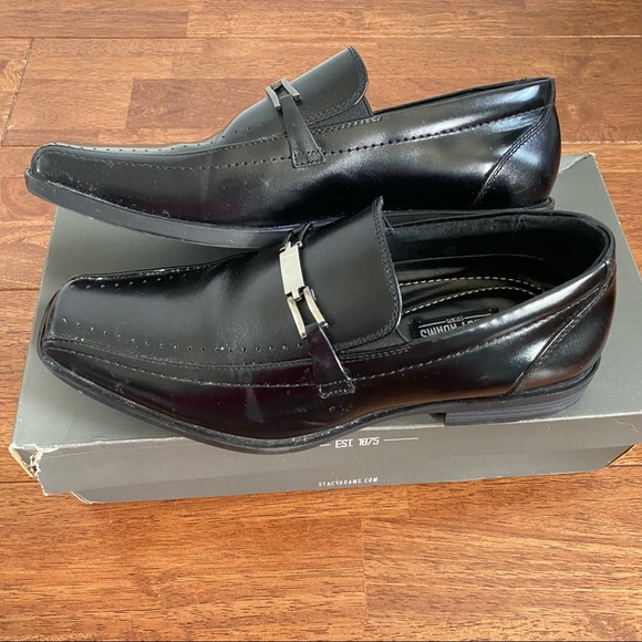 Stacy Adams Mens Cade Bike Toe Slip On Black Dress Shoes 7 - Picture 6 of 10